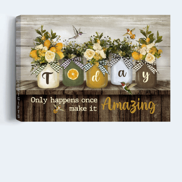 Christian Landscape Poster Home Decor Gift – Flower Vase Lemon Hummingbird  Poster Home Decor Gift – Today Only Make It Amazing! – Wall Art Prints