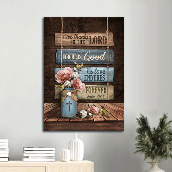 Jesus Portrait Poster- Garden Roses & Hummingbird  Poster Home Decor Gift- Christian Gift Wall Art