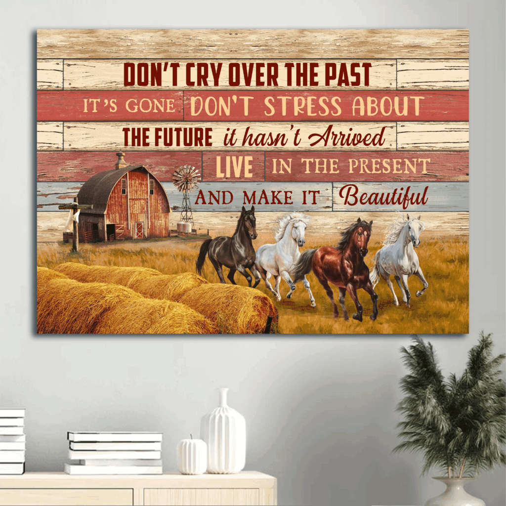 Christian Home Decor Gift: Jesus Horse & Farm Landscape Posters – Live in the Present Christian Home Decor Gift: Jesus Horse & Farm Landscape Posters – Live in the Present