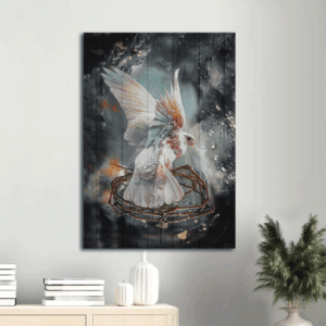 Christian Jesus Portrait Poster Home Decor Gift - Dove Crown of Thorns Storm Background - Christian Wall Art Prints