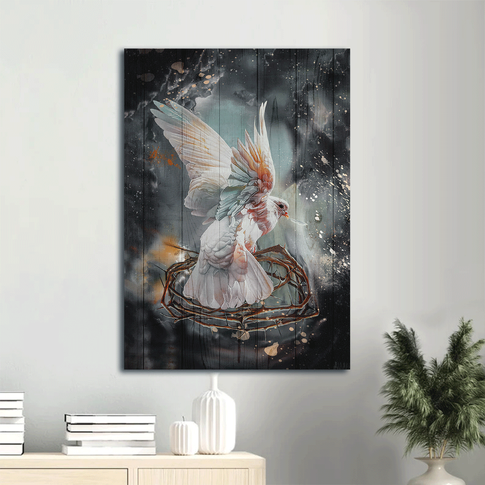 Christian Jesus Portrait Poster Home Decor Gift – Dove Crown of Thorns Storm Background – Christian Wall Art Prints Christian Jesus Portrait Poster Home Decor Gift – Dove Crown of Thorns Storm Background – Christian Wall Art Prints