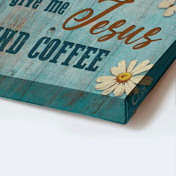 Jesus and Coffee Landscape Poster – Funny Cow Lovely Daisy Home Decor Gift for Christian
