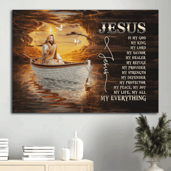 Jesus Landscape Poster: Home Decor Gift with Jesus Painting and Light from Heaven – Perfect Gift for Christians