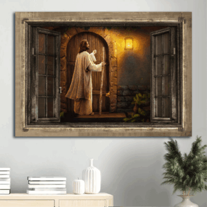 Jesus Knocks the Door Landscape Poster - Christian Home Decor Gift Prints