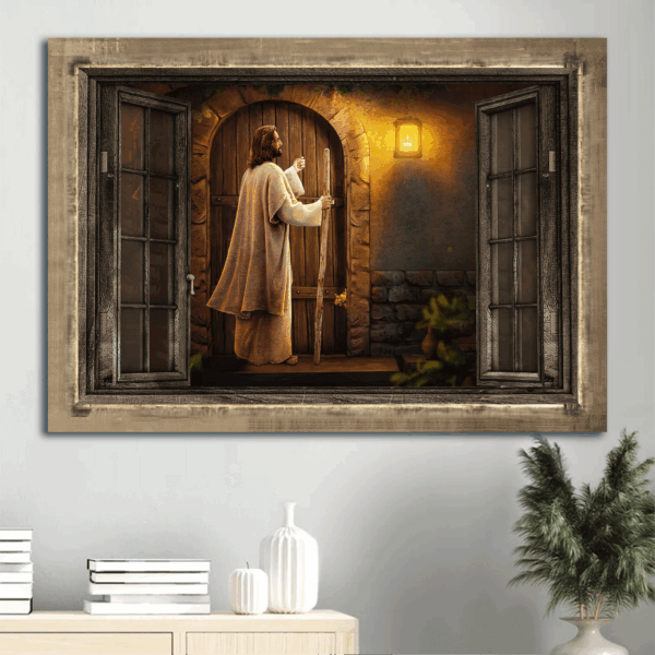 Jesus Knocks the Door Landscape Poster – Christian Home Decor Gift Prints