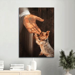Jesus and Yorkshire Terrier Hand-Painted Portrait Poster - Unique Christian Home Decor Gift