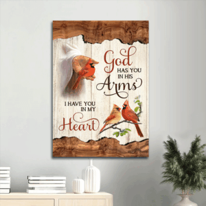 Jesus Portrait Poster Home Decor Gift - Christian Wall Art with Hand and Red Cardinal