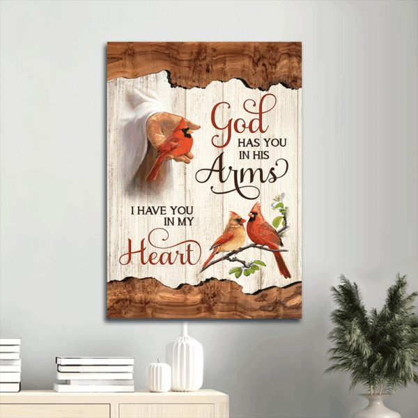 Jesus Portrait Poster Home Decor Gift – Christian Wall Art with Hand and Red Cardinal