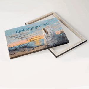 Jesus Landscape Poster Home Decor Gift - Beautiful Girl Walking by the Seashore - Christian Art 1