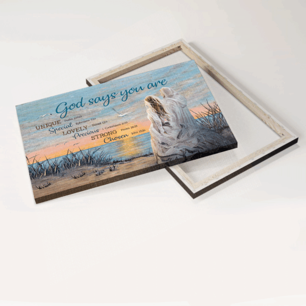 Jesus Landscape Poster Home Decor Gift – Beautiful Girl Walking by the Seashore – Christian Art