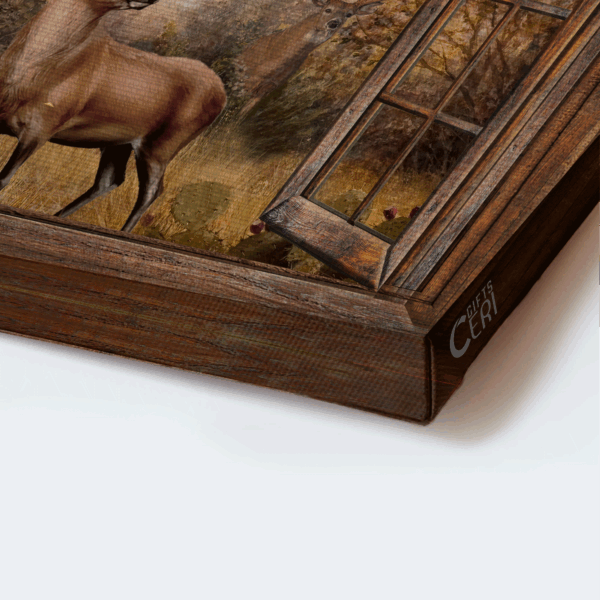 Jesus Landscape Poster: Window Frame Forest & Deer Painting Gift for Christian – Into The Forest I Go Home Decor