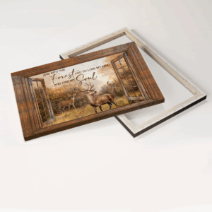 Jesus Landscape Poster: Window Frame Forest & Deer Painting Gift for Christian - Into The Forest I Go Home Decor 1
