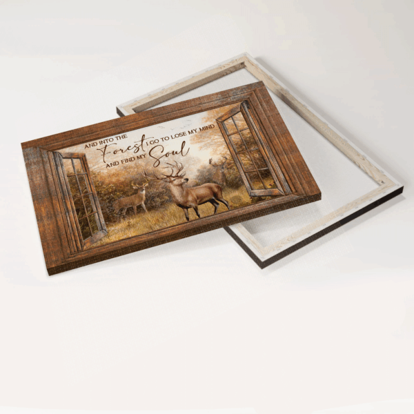 Jesus Landscape Poster: Window Frame Forest & Deer Painting Gift for Christian – Into The Forest I Go Home Decor