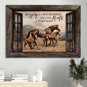 Jesus Landscape Horse Painting Window Frame Poster - Christian Home Decor Gift - New Beginning Grassland Art