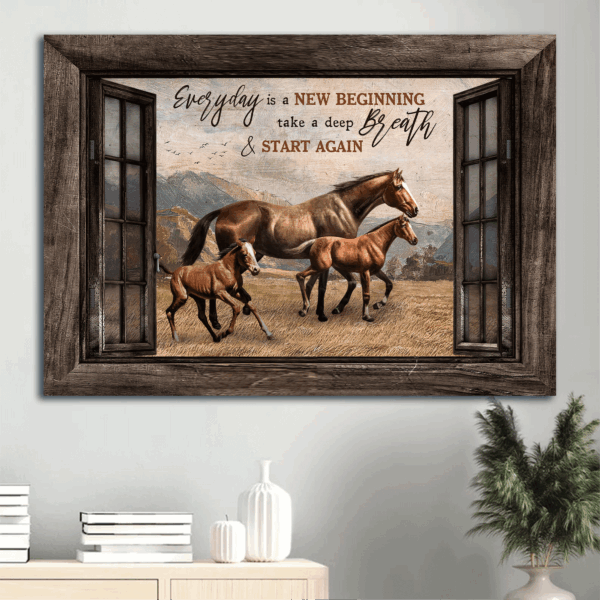 Jesus Landscape Horse Painting Window Frame Poster – Christian Home Decor Gift – New Beginning Grassland Art