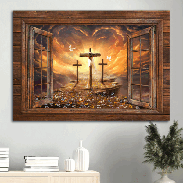 Jesus Landscape Poster: Sunset Painting Path to Heaven – Christian Home Decor Gift