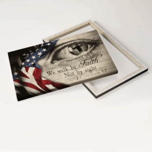Jesus Landscape Poster Home Decor - Eye Cross US Flag Poster Home Decor Gift Gift for Christian - Faith Not Sight 1