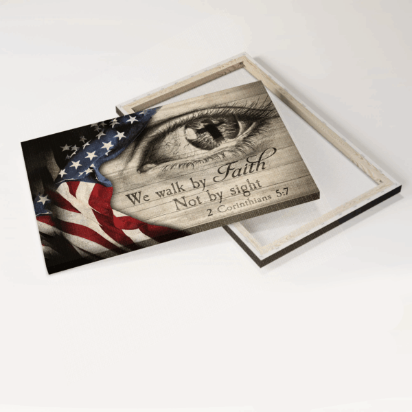 Jesus Landscape Poster Home Decor – Eye Cross US Flag  Poster Home Decor Gift Gift for Christian – Faith Not Sight