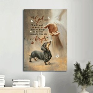 Heavenly Jesus and Dachshund Dog Portrait Poster Home Decor Gift - Angelic Memorial Gift for Family Members