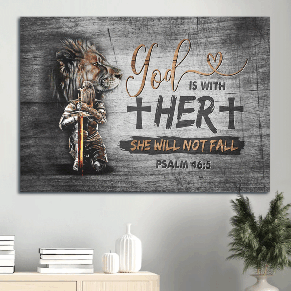 Jesus Landscape Poster: Woman Warrior & Lion of Judah Home Decor Gift for Christian