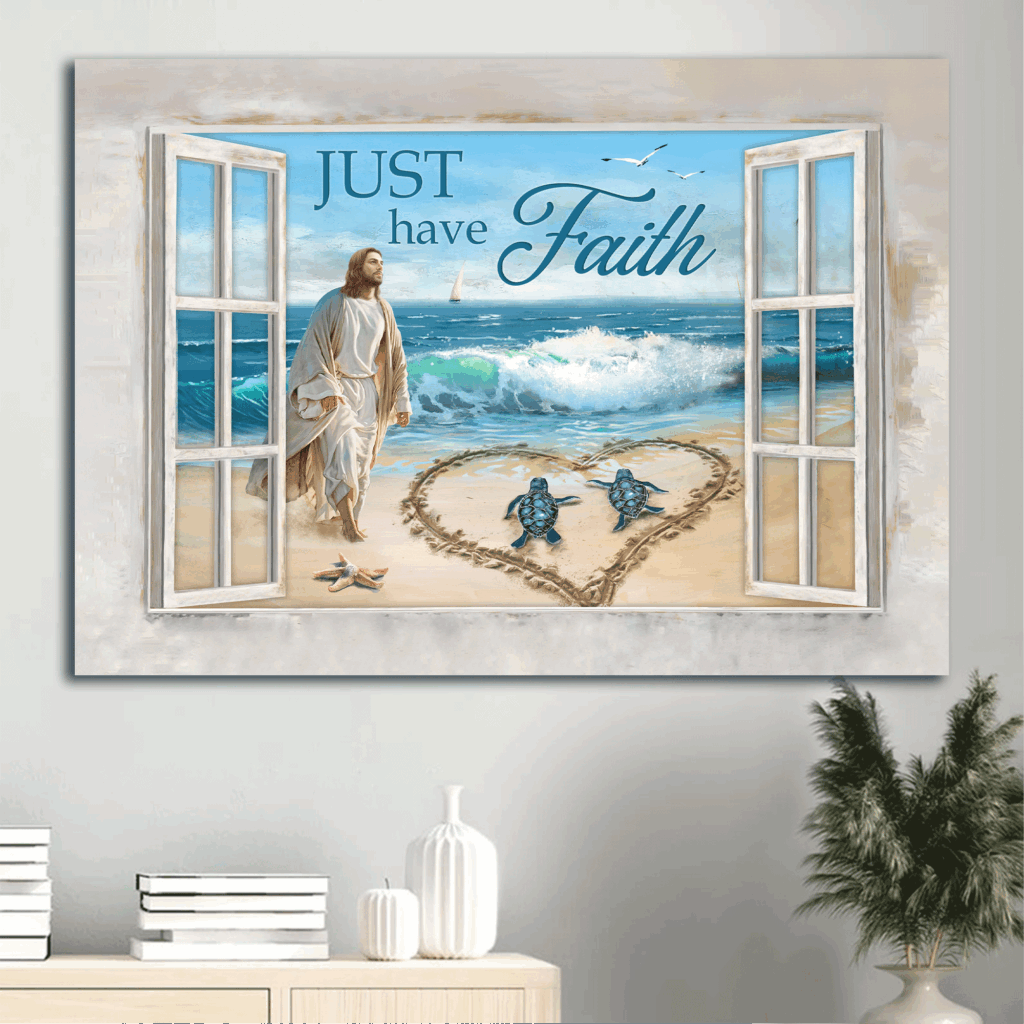 Faithful Jesus Landscape Poster Home Decor Gift – Christian Sea Turtle Drawing Faithful Jesus Landscape Poster Home Decor Gift – Christian Sea Turtle Drawing