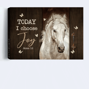 Jesus Landscape Poster Home Decor Gift - White Horse & Butterfly Artwork for Christian Home - Today I Choose Joy Poster 3