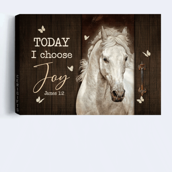 Jesus Landscape Poster Home Decor Gift – White Horse & Butterfly Artwork for Christian Home – Today I Choose Joy Poster