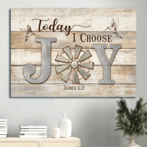 Jesus Landscape Poster Home Decor Gift - White Hummingbird Windmill Symbol Jesus Drawing - Gift For Christian - Today I Choose Joy Poster