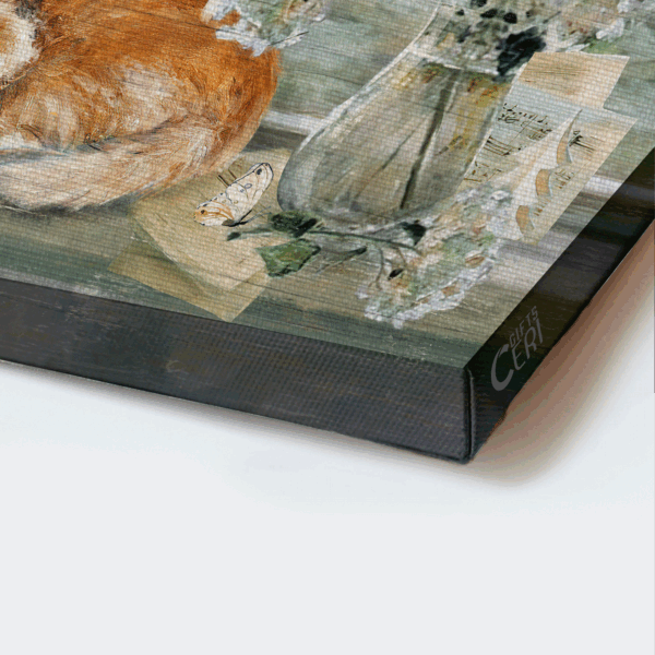 Jesus Landscape & Sleeping Cat Poster – White Hydrangea Spring Garden Decor for Christian & Cat Lovers – Give It To God Gift