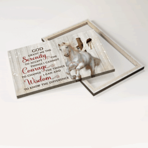 Christian Home Decor Gift: Jesus Landscape & White Horse Cross Poster - Serenity Prayer Inspiration 1