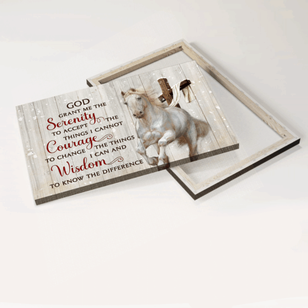 Christian Home Decor Gift: Jesus Landscape & White Horse Cross Poster – Serenity Prayer Inspiration