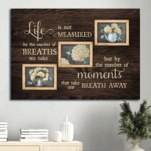 Jesus Landscape & White Hydrangea Drawing Poster Home Decor Gift for Christians - Life Is Not Measured - Small Window Poster Home Decor