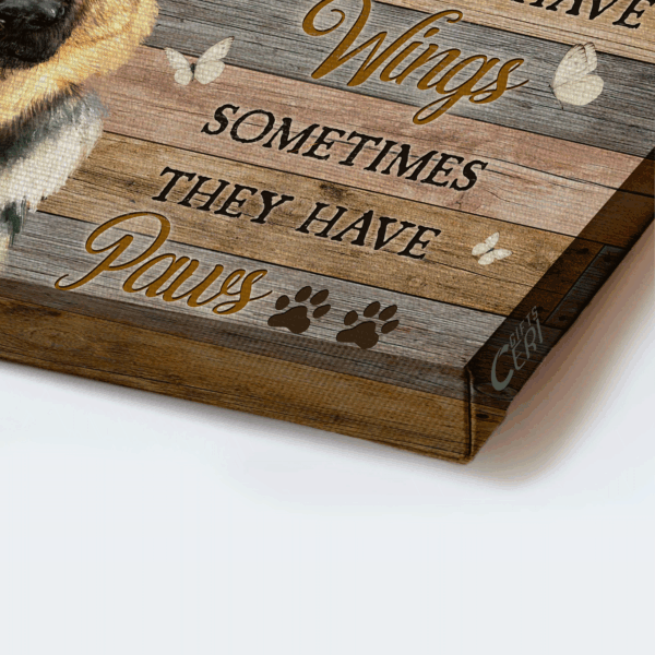 German Shepherd and Jesus Landscape Poster Home Decor Gift – Dog Drawing White Butterfly Christian Wall Art