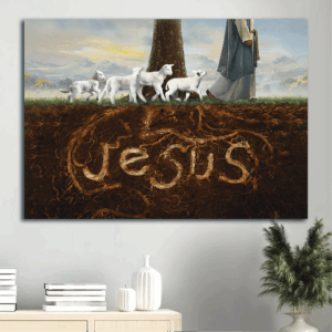 Jesus Landscape Poster Home Decor Gift - Walking With Jesus in Amazing Forest - Gift for Christian