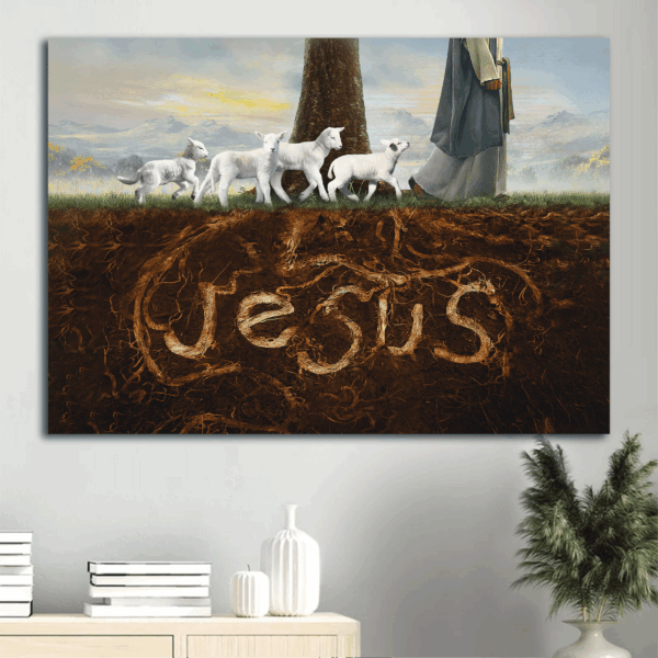 Jesus Landscape Poster Home Decor Gift – Walking With Jesus in Amazing Forest – Gift for Christian