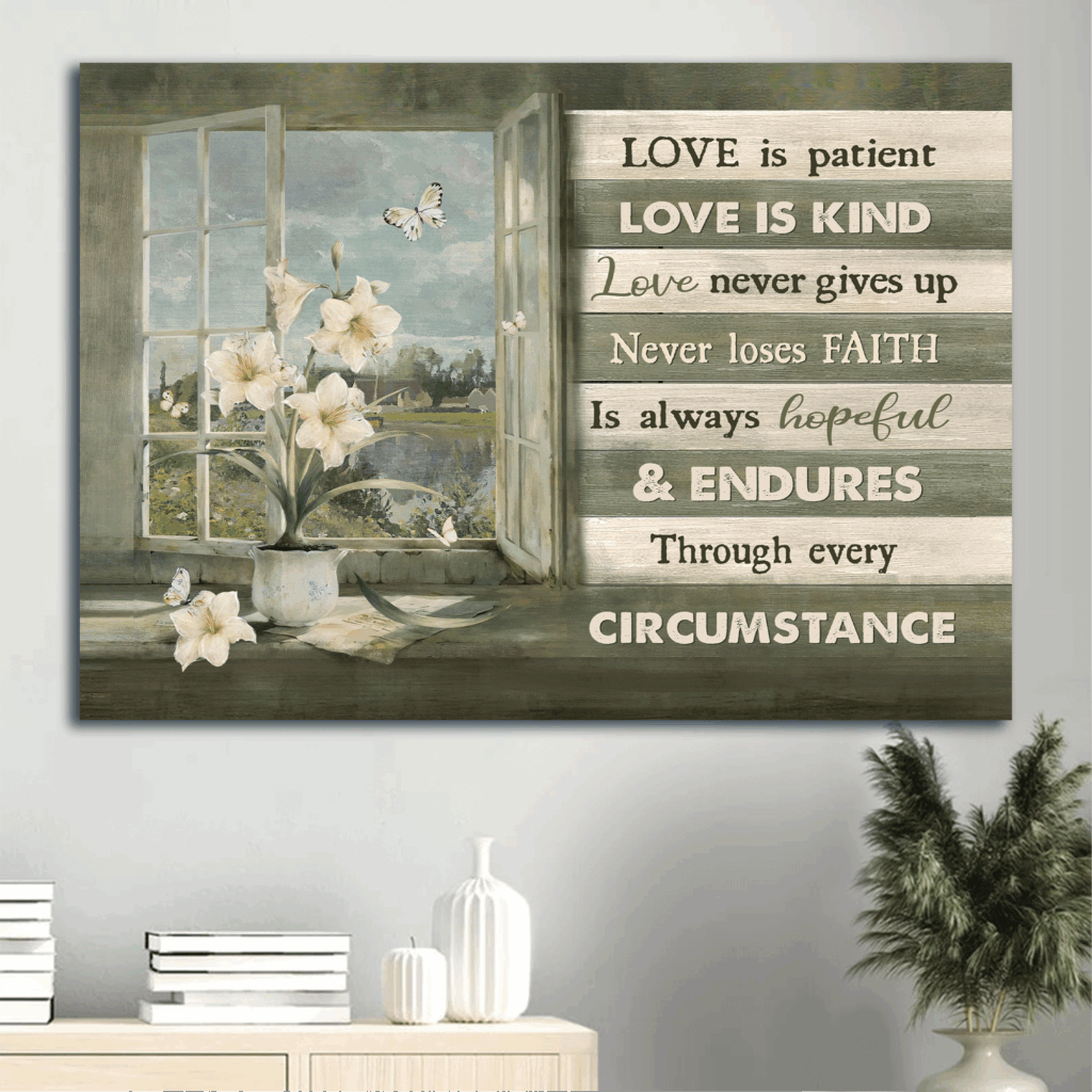 Christian Home Decor Gift: Jesus Landscape Poster with White Lily Drawing and Butterfly on Green Background Christian Home Decor Gift: Jesus Landscape Poster with White Lily Drawing and Butterfly on Green Background