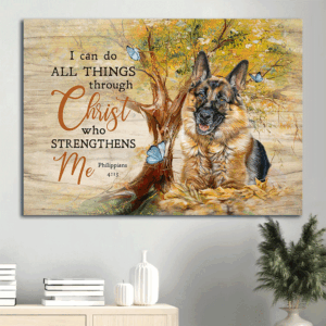 German Shepherd & Jesus Landscape Poster - Dog Lover Gift with Christian Wall Art
