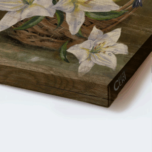 Jesus Landscape Poster with White Lily Painting Wooden Cross Bible and Hummingbirds - Gift For Christian Home Decor - Just Pray 1