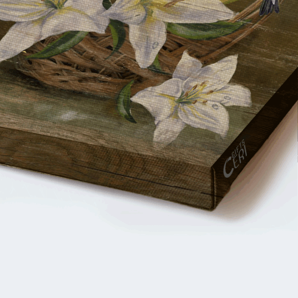 Jesus Landscape Poster with White Lily Painting Wooden Cross Bible and Hummingbirds – Gift For Christian Home Decor – Just Pray