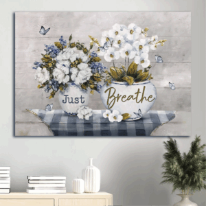 Jesus Landscape & Flower Painting Poster Home Decor Gift - Christian Gift - Just Breathe