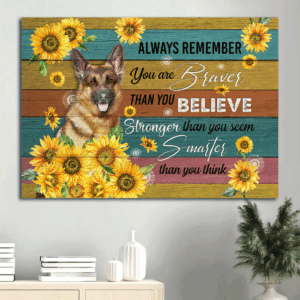 German Shepherd and Jesus Landscape Poster: Home Decor Gift for Dog Lover and Faithful Believer