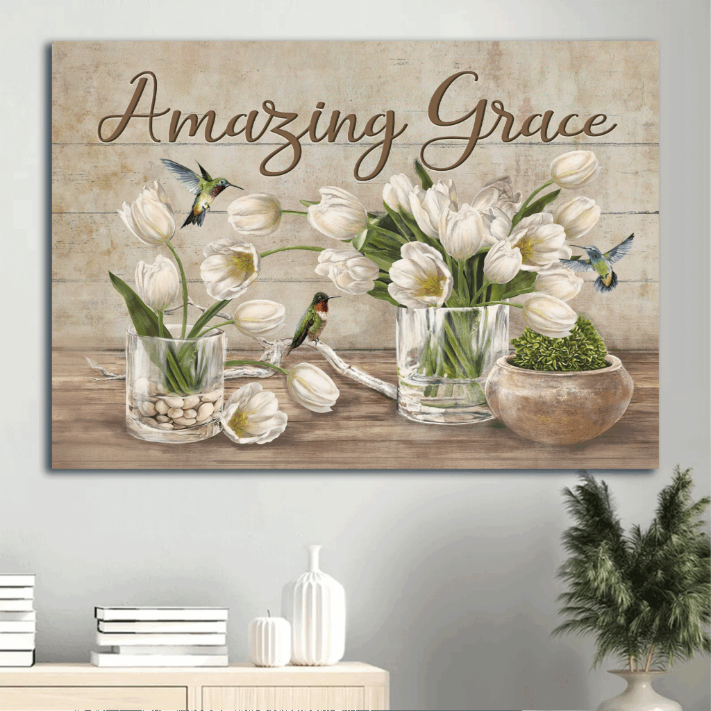 Jesus Landscape & Amazing Grace Poster Home Decor Gifts – Christian White Tulip Still Art Jesus Landscape & Amazing Grace Poster Home Decor Gifts – Christian White Tulip Still Art
