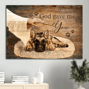 German Shepherd Jesus Landscape Poster: Gift for Christian Dog Lover