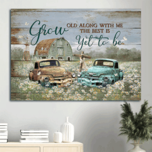 Jesus Landscape Poster Home Decor Gift - Greenhouse Old Ladybug Car Daisy Field  Poster Home Decor Gift - Christian Wall Art