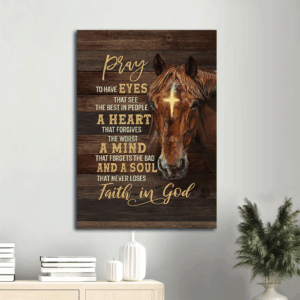 Jesus Portrait Poster: Christian Home Decor Gift with Horse Painting and Cross - Faithful Wall Art Prints