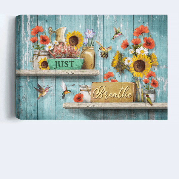 Jesus Landscape Poster Home Decor Gift – Stunning Flower Painting with Hummingbird Christian Wall Art