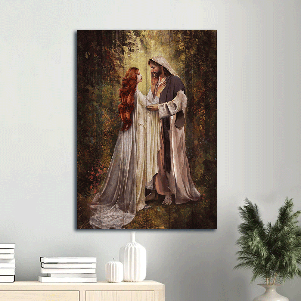 Graceful Red Head Women Jesus Portrait Poster – Christian Wall Art Home Decor Gift in Beautiful Forest Graceful Red Head Women Jesus Portrait Poster – Christian Wall Art Home Decor Gift in Beautiful Forest