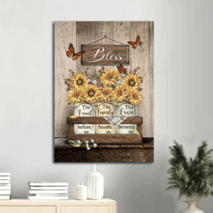 Christian Home Decor Gift: Jesus Portrait Poster with Sunflower and Butterfly  Poster Home Decor Gift Prints
