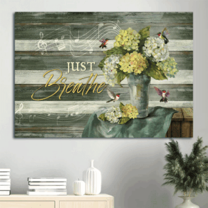 Jesus Landscape Poster Home Decor Gift - Christian Wall Art with Hydrangeas and Hummingbird