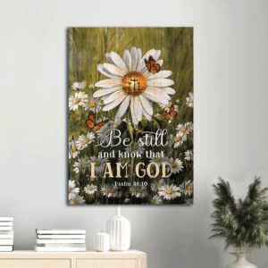 Christian Home Decor Gift: Jesus Portrait Poster with Daisy Painting & Monarch Butterfly  Poster Home Decor Gift